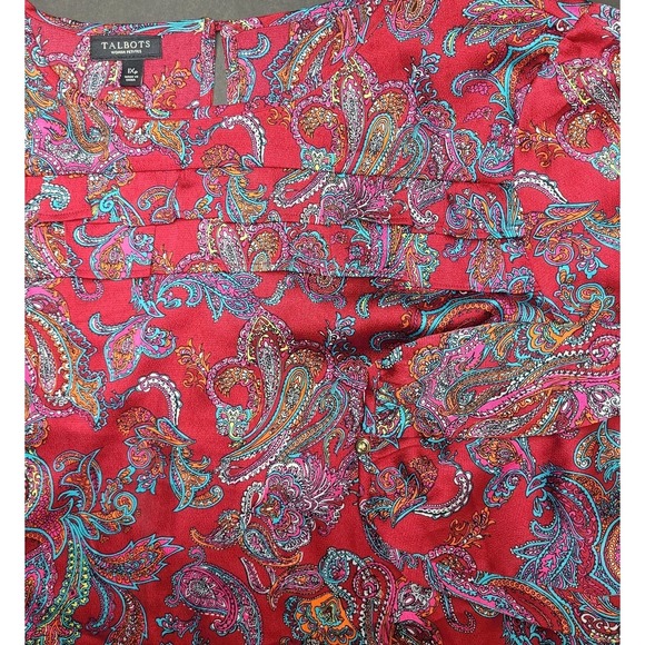 Talbots Tops - Talbots 1XP Paisley Blouse Red Multicolor Long Sleeve Top Womens Ruffle Blouse